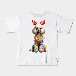 Christmas Red Nose Poodle Dog Kids T-Shirt